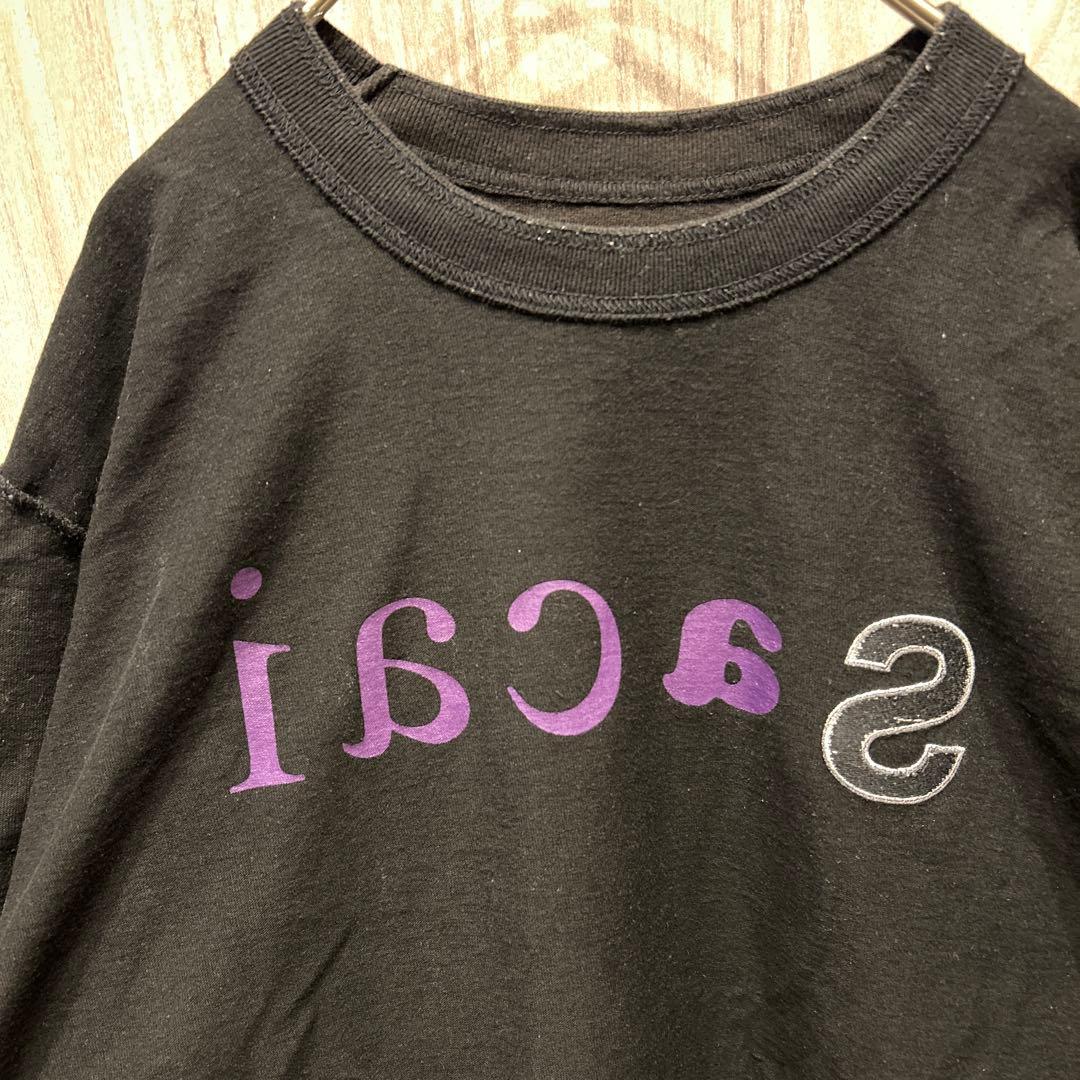 【美品】Sacai 高級半袖tシャツ 刺繍ロゴ 超希少 青山店限定 古着 XL