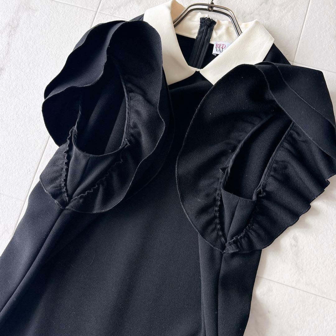RED VALENTINO レッドヴァレンティノ 襟付フリルワンピース 38 黒