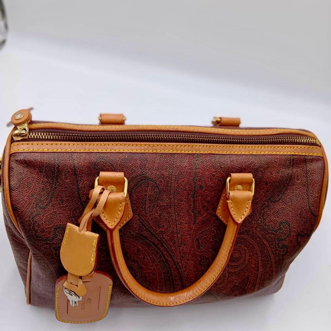 美品✨ ETRO エトロ ミニ ボストン バッグ ペイズリー PVC レザー