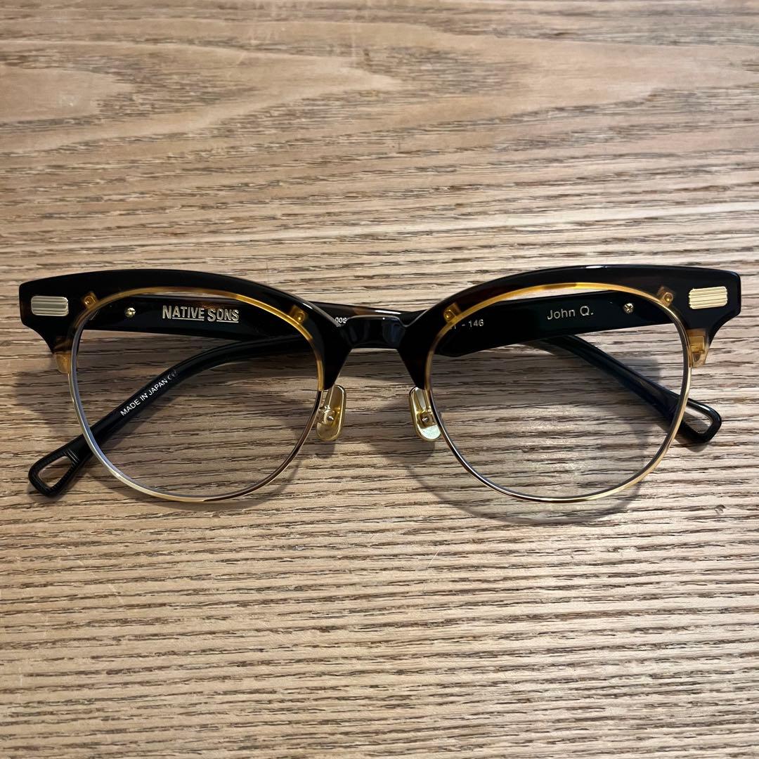 NATIVE SONS John O. サングラス　べっ甲-ゴールド　付属品完備