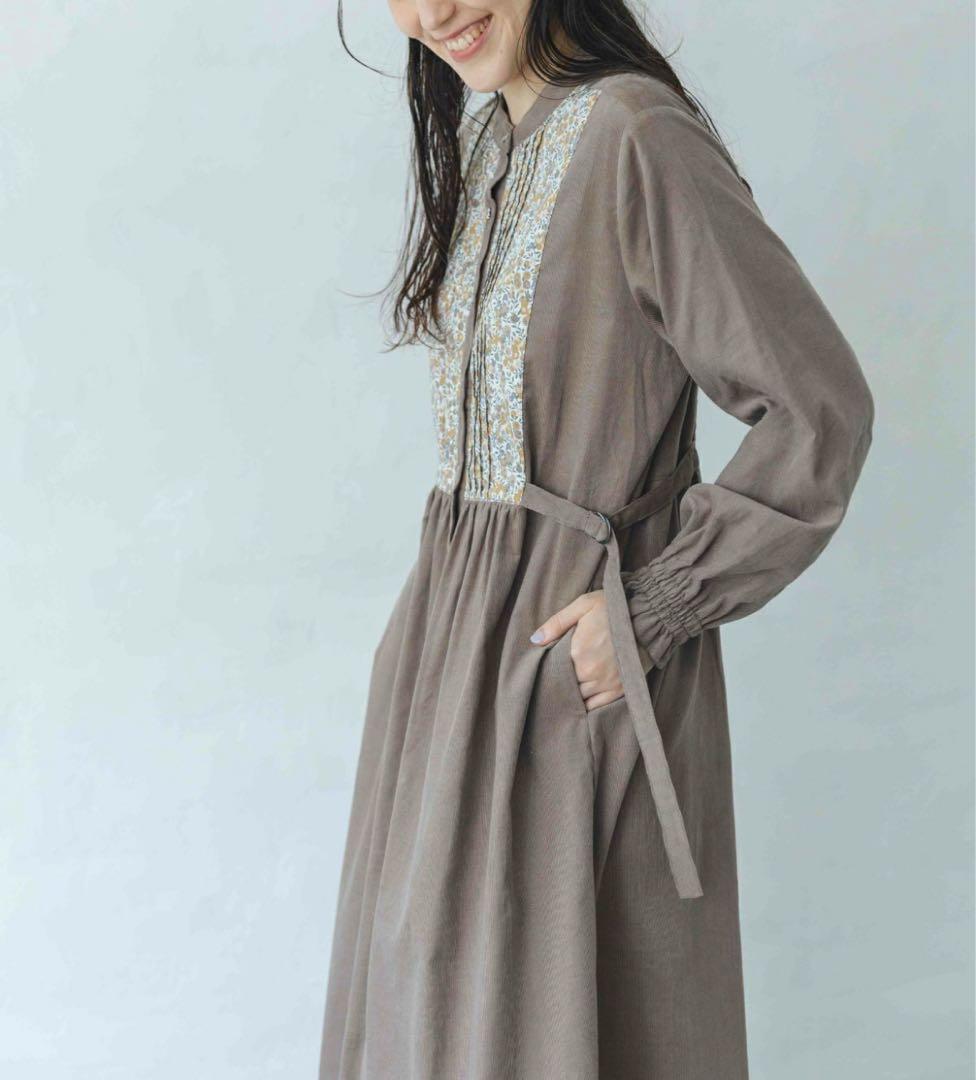 新品 細コーデュロイ ワンピース LIBERTY sosotto モカ
