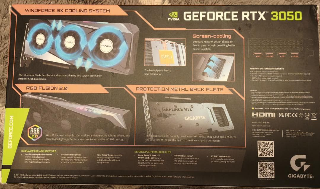 グラフィックボード・グラボ・ビデオカード GIGABYTE GEFORCE RTX 3050 GAMING OC 8GB