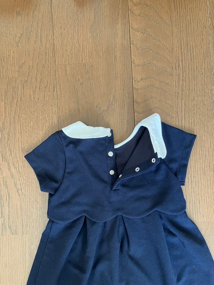 jacadi ネイビー 半袖ワンピース 2T 80cm 90cm フォーマル