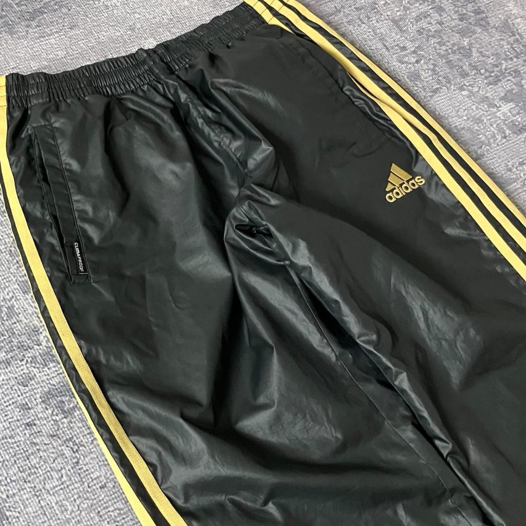 【00S】アディダス トラックパンツ ドローコード Y2K テック 黒 金 L