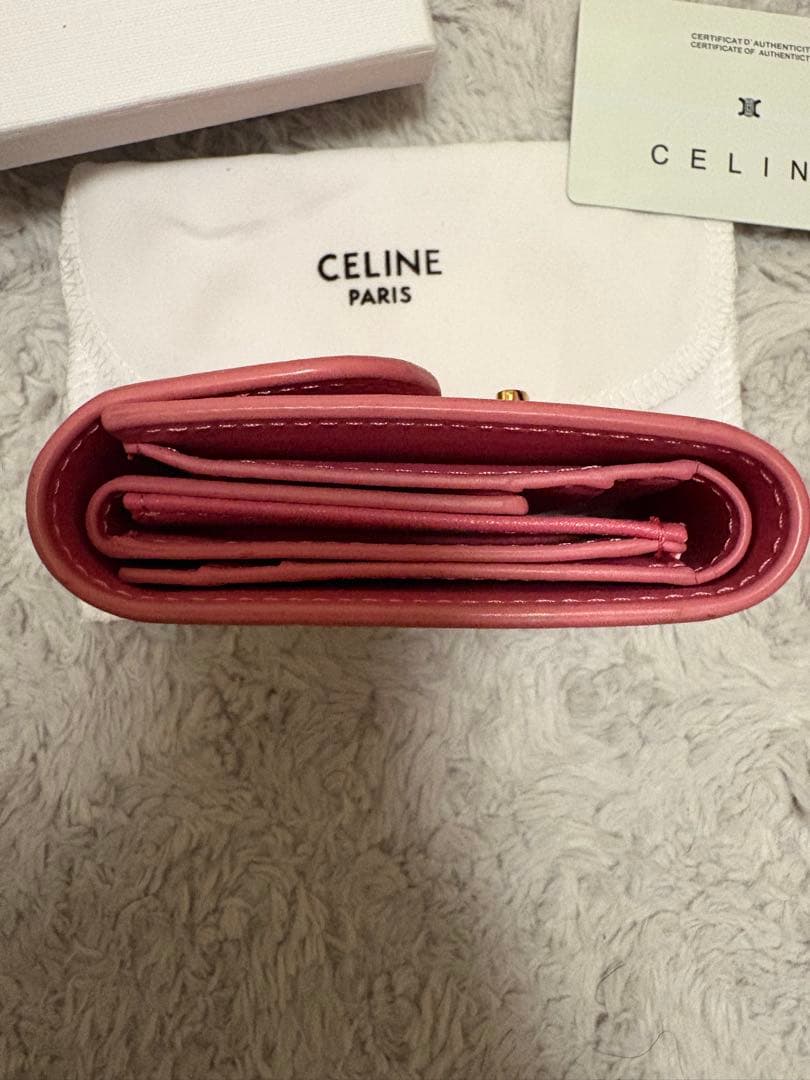 CELINE ピンクレザー 三つ折り財布