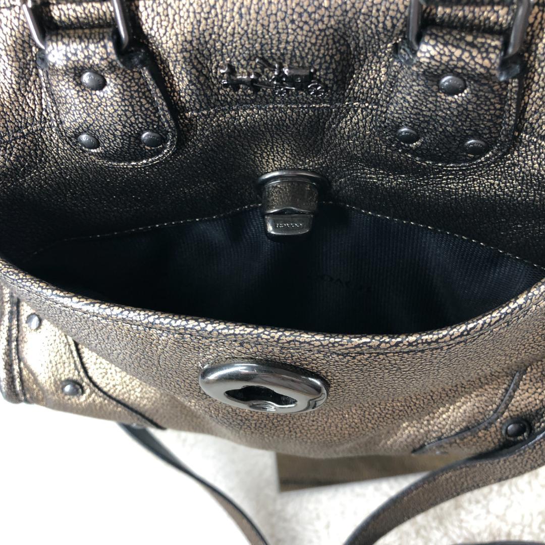 コーチ COACH ゴールドレザー 2wayミニボストンバッグ 肩がけ斜め掛け