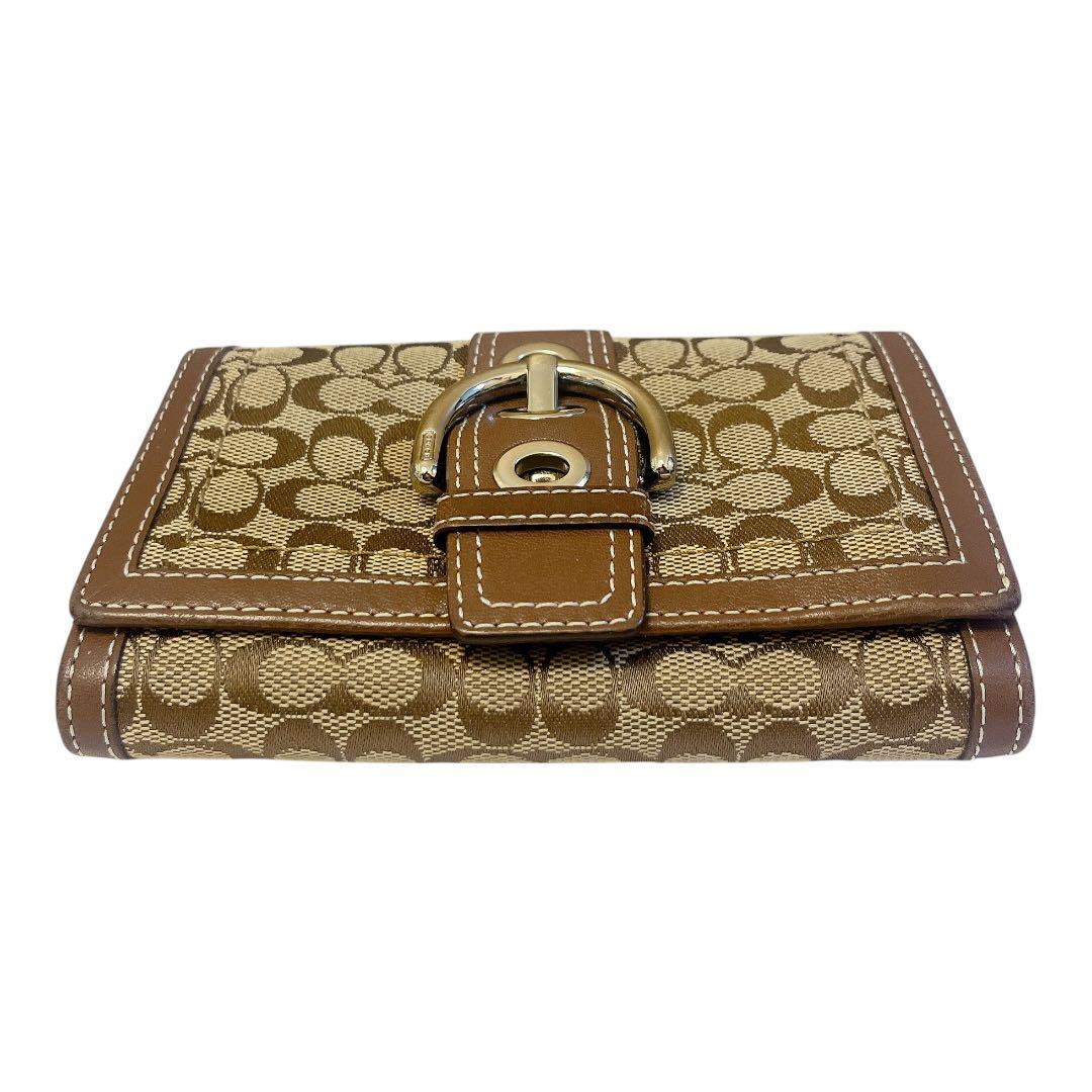 【美品】COACH SOHO ソーホー 二つ折り財布 シグネチャー 茶系 レザー