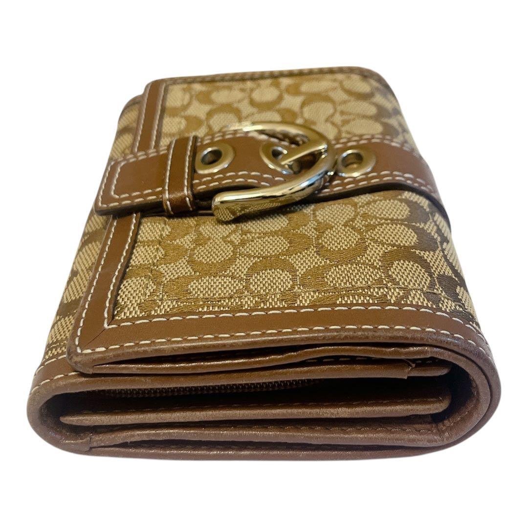 【美品】COACH SOHO ソーホー 二つ折り財布 シグネチャー 茶系 レザー