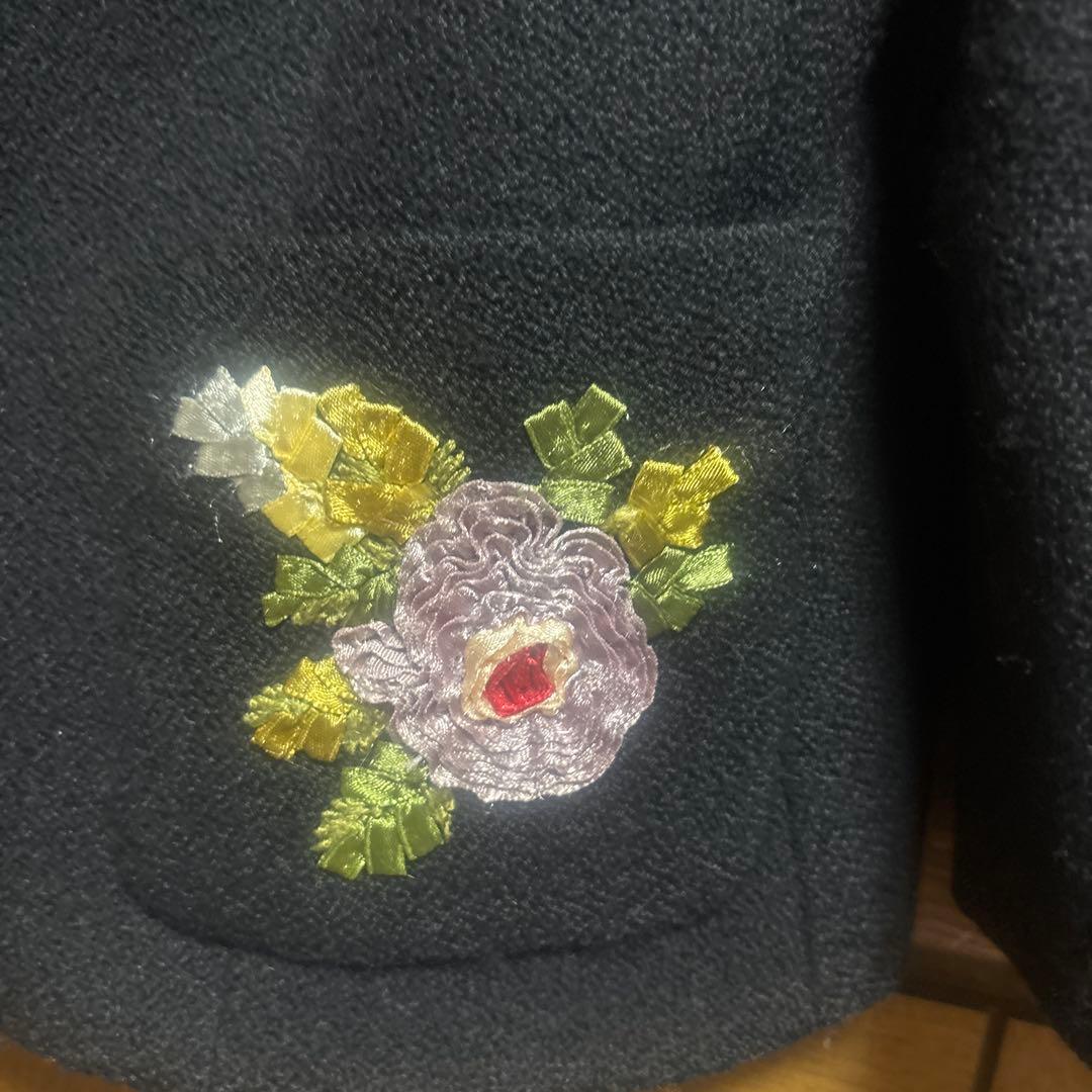 MOSCHINO 花刺繍飾りビッグカラーテーラージャケット