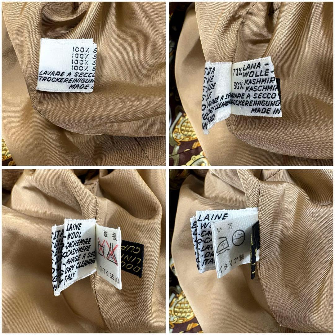 HERNO 羊毛 カシミヤ 裏地総柄 シルク ロングコート キャメル