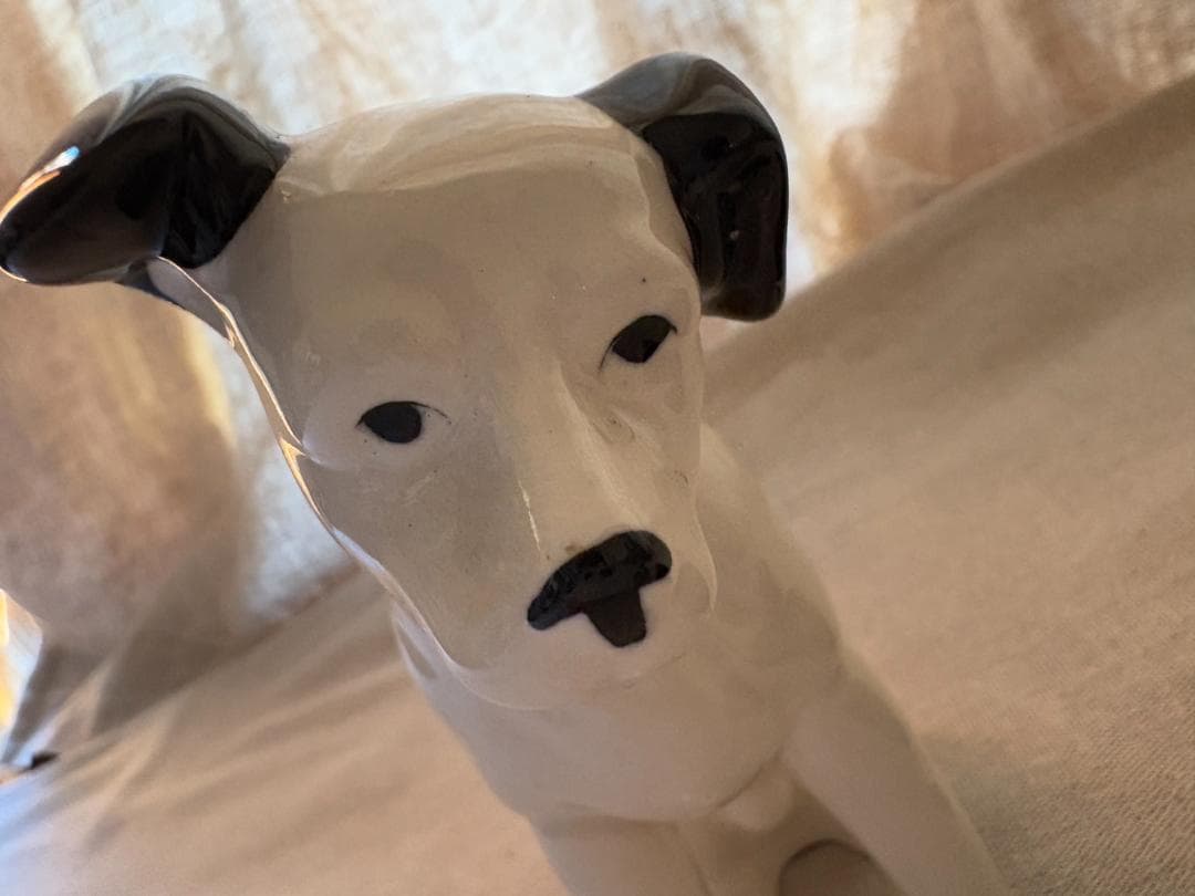 当時物 Victor ビクター犬 ニッパー 犬の置物 陶器製 台付