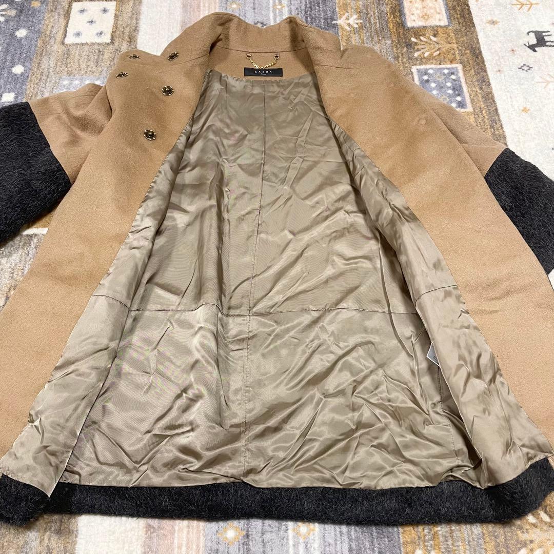 SACRA サクラ カシミヤ アルパカ スタンドカラー コート ベージュ　38