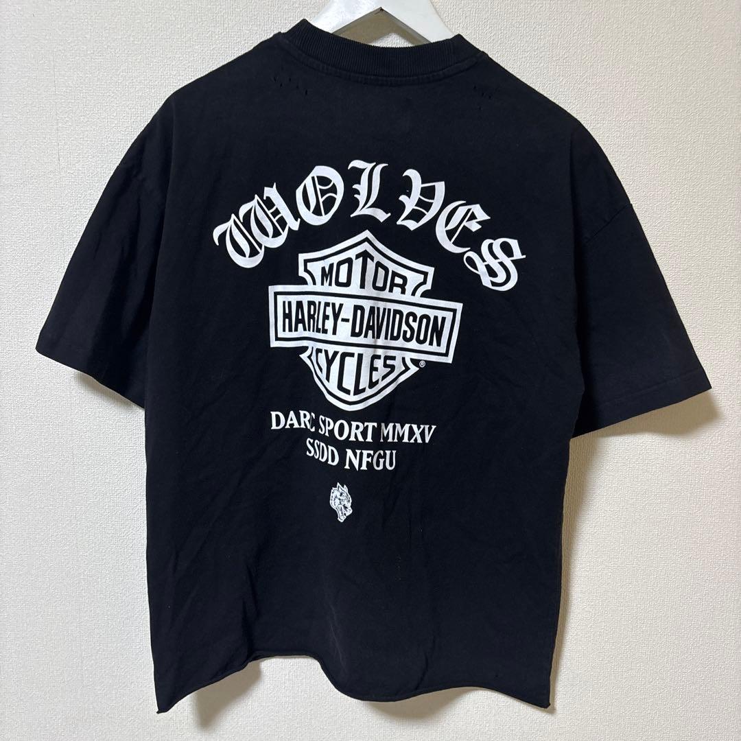 試着のみダルクスポーツ×Harley-Davidson ダメージTシャツ M