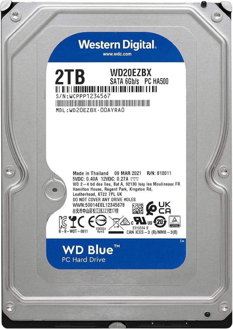 内蔵型ハードディスクドライブ Western Digital HDD 2TB