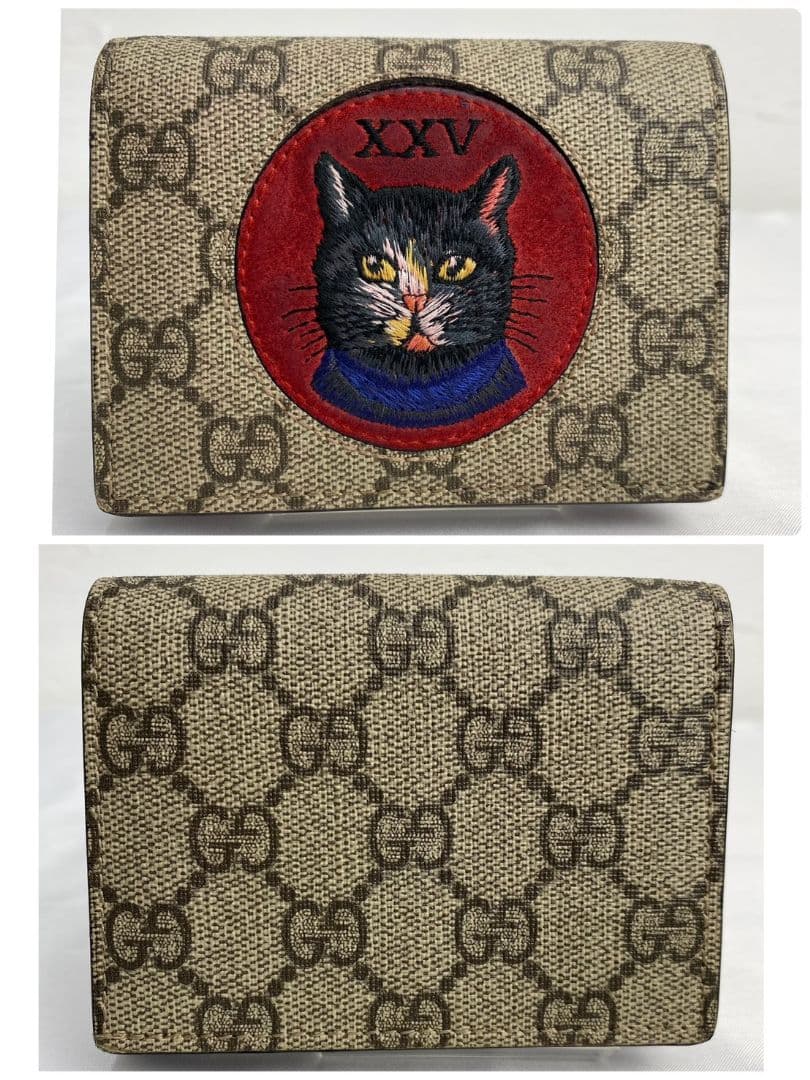 GUCCI GGスプリーム ミスティックキャット 二つ折り財布