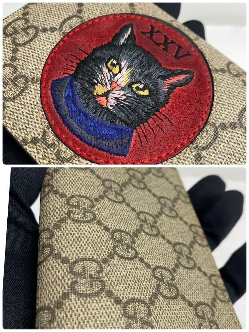 GUCCI GGスプリーム ミスティックキャット 二つ折り財布