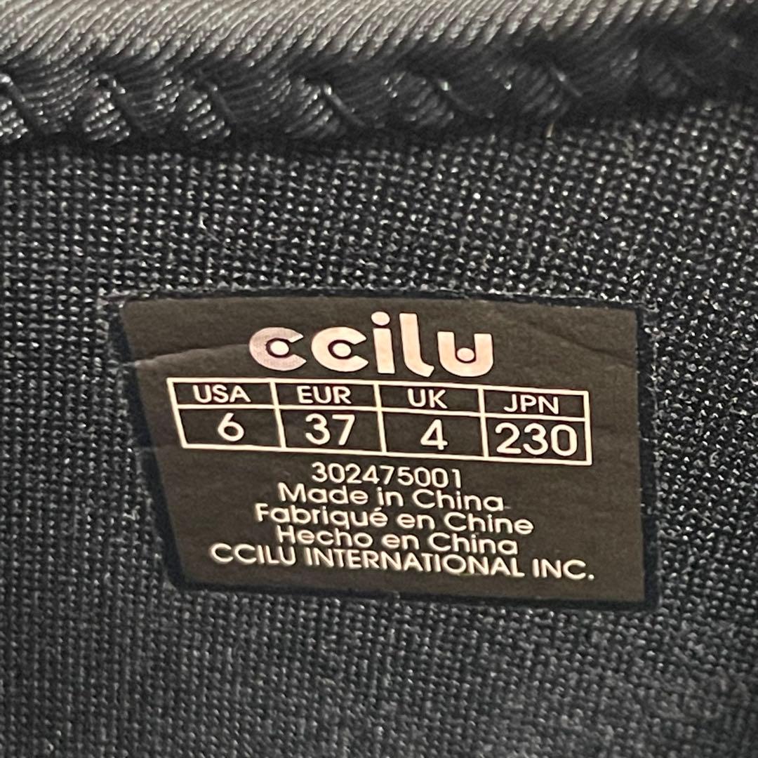 ccilu チル レインシューズ WATERPROOF ブロックソール 黒 23