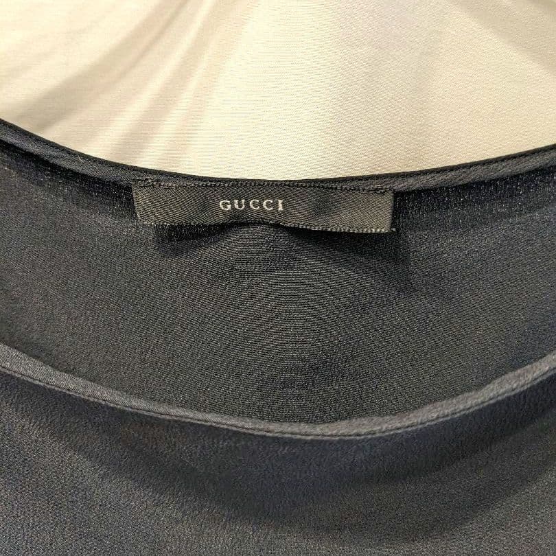 GUCCI ブラック ノースリーブ ワンピース ドレス シルク100 イタリア製