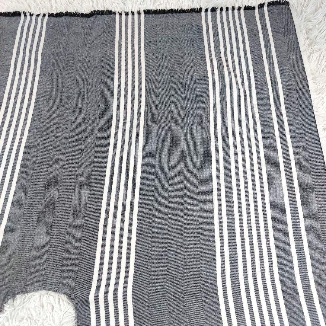 美品 johnstons of elgin ストライプ ヘリンボーン大判マフラー