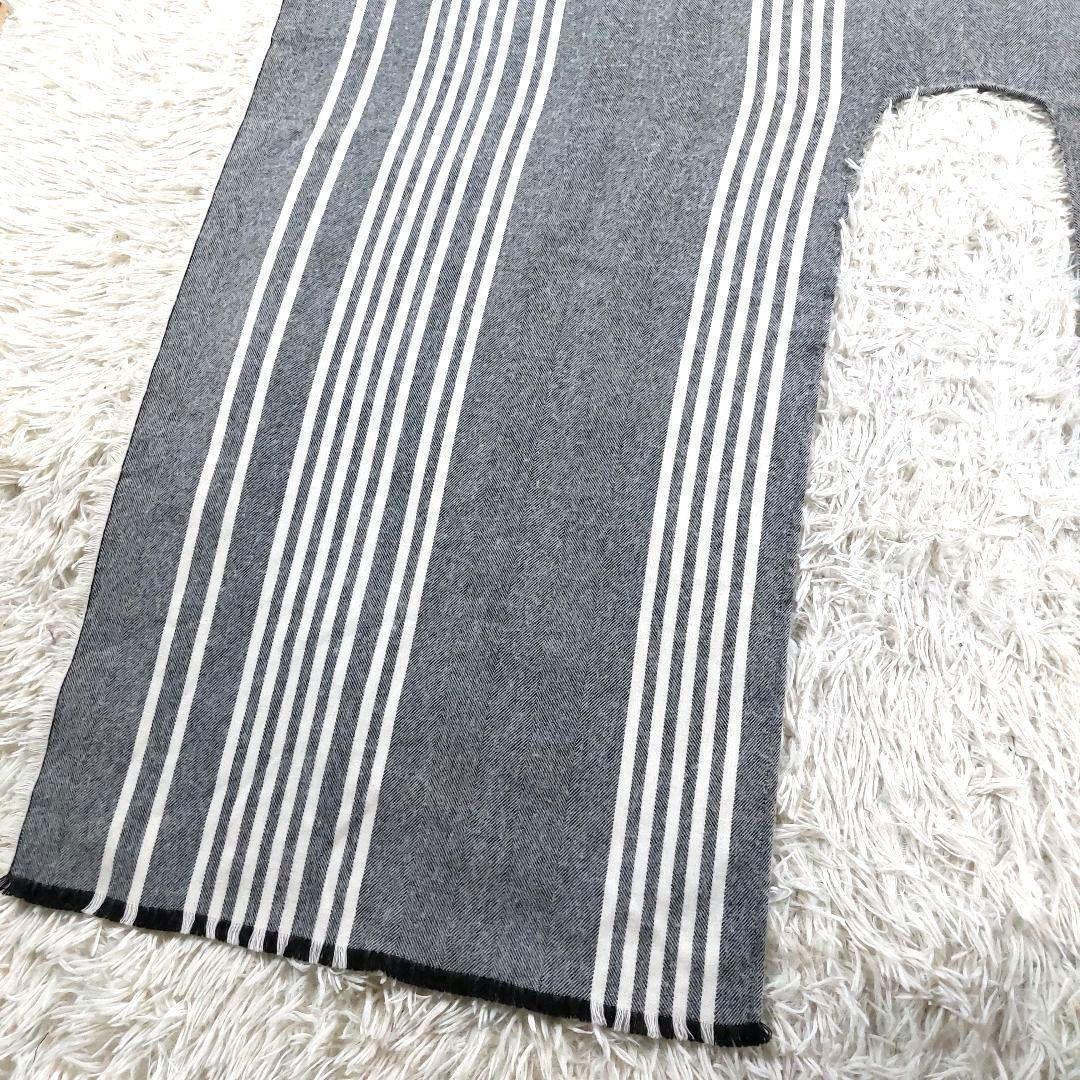美品 johnstons of elgin ストライプ ヘリンボーン大判マフラー