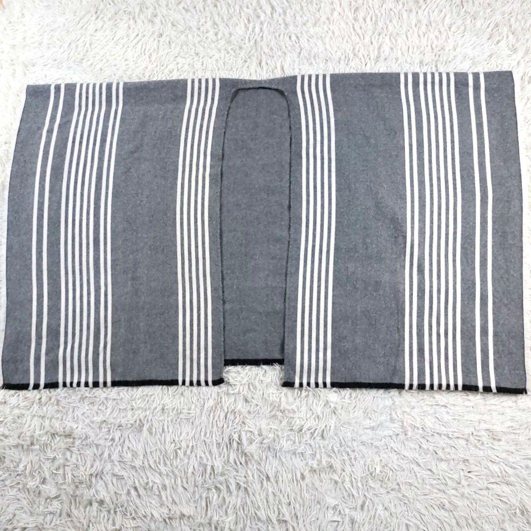 美品 johnstons of elgin ストライプ ヘリンボーン大判マフラー