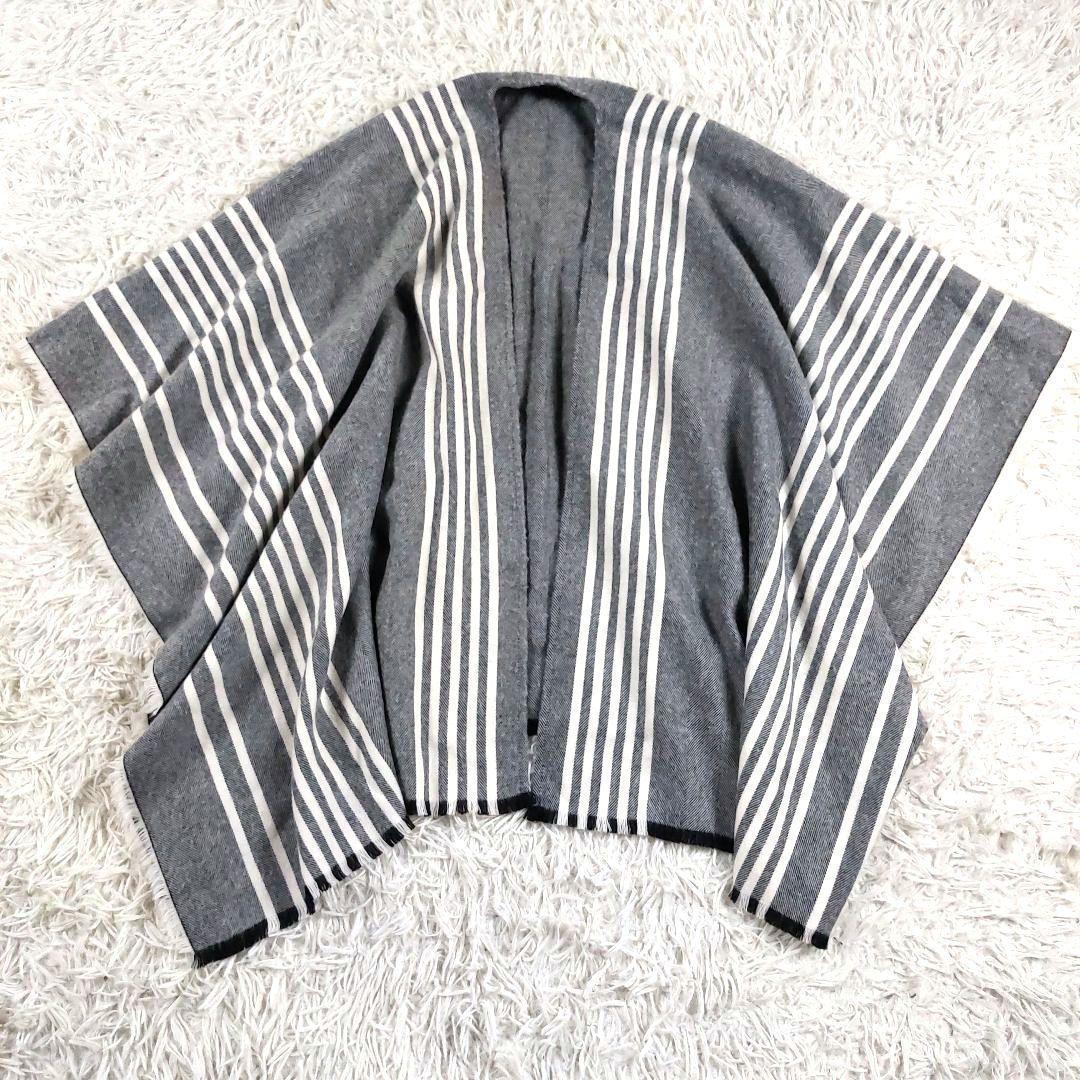 美品 johnstons of elgin ストライプ ヘリンボーン大判マフラー