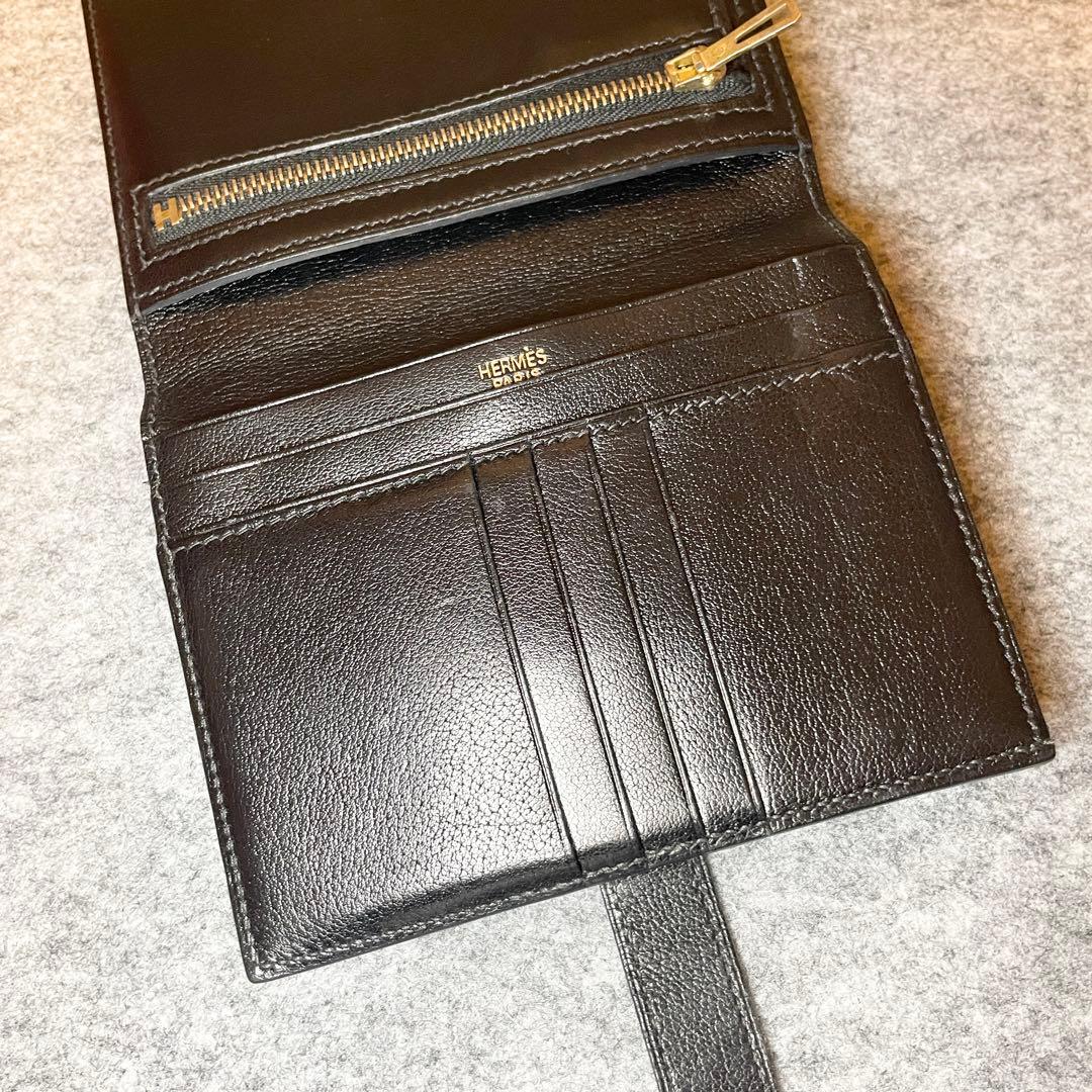 【専用】　エルメス べアンコンパクト 二つ折財布 □H刻印 ブラック 正規品