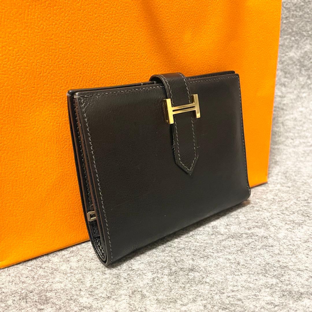 【専用】　エルメス べアンコンパクト 二つ折財布 □H刻印 ブラック 正規品