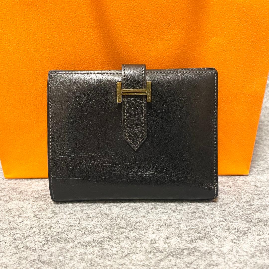 【専用】　エルメス べアンコンパクト 二つ折財布 □H刻印 ブラック 正規品