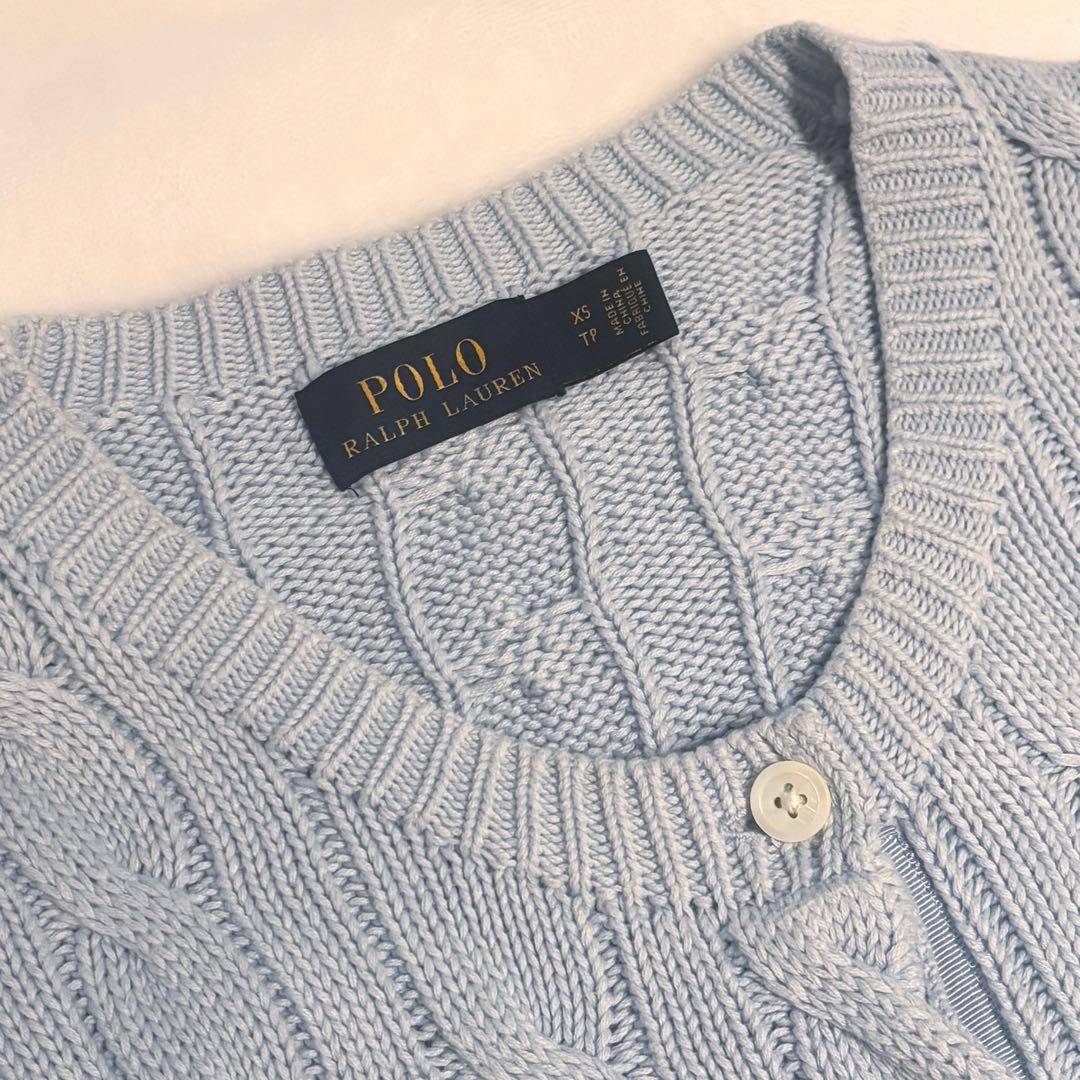 【POLO RALPH LAUREN】ラルフローレン水色ケーブルニット XS