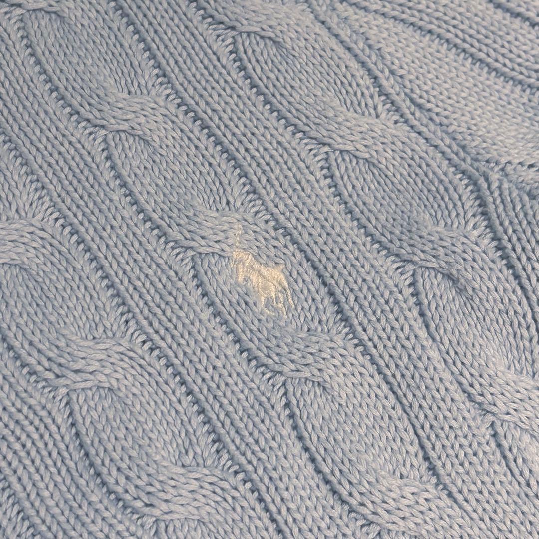 【POLO RALPH LAUREN】ラルフローレン水色ケーブルニット XS