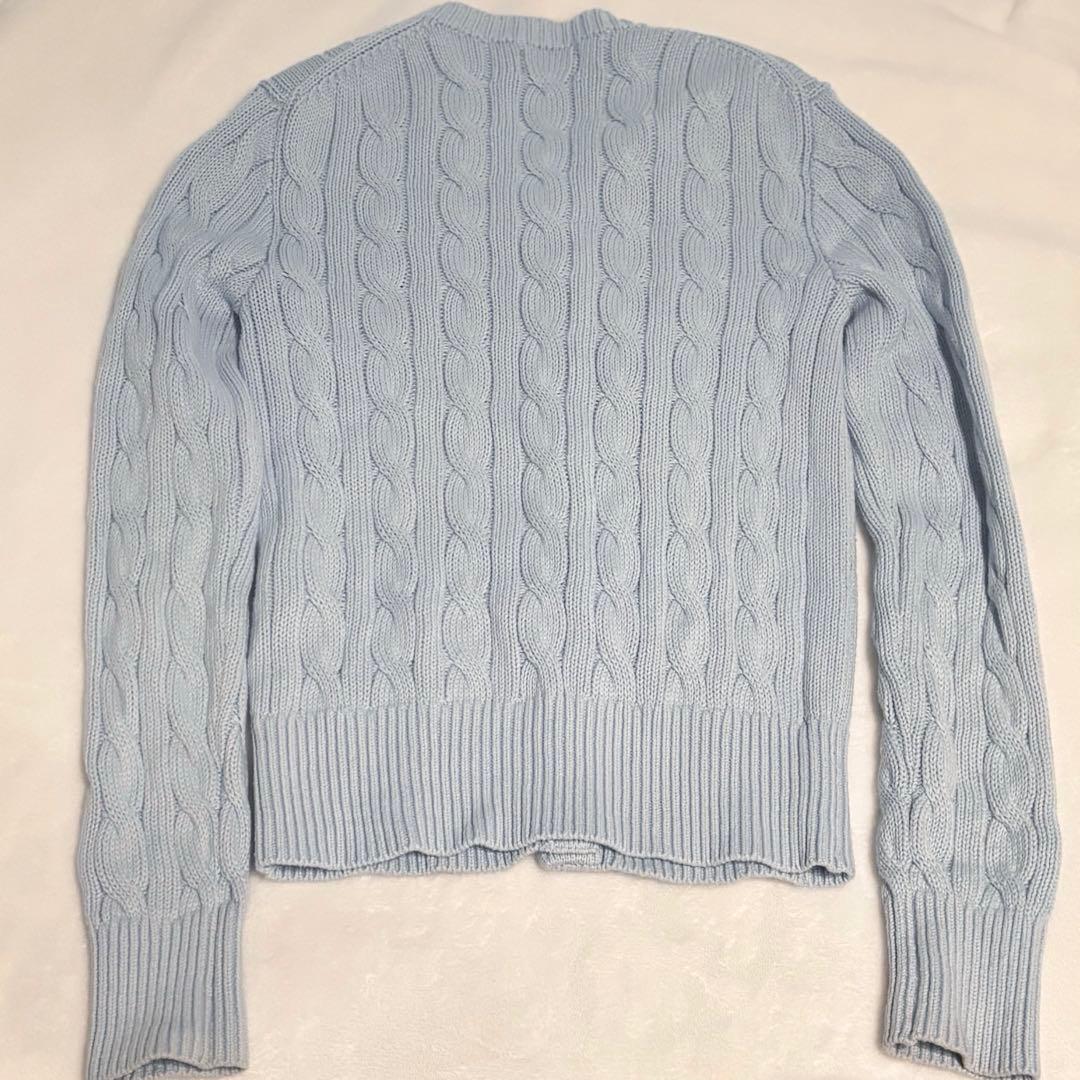【POLO RALPH LAUREN】ラルフローレン水色ケーブルニット XS