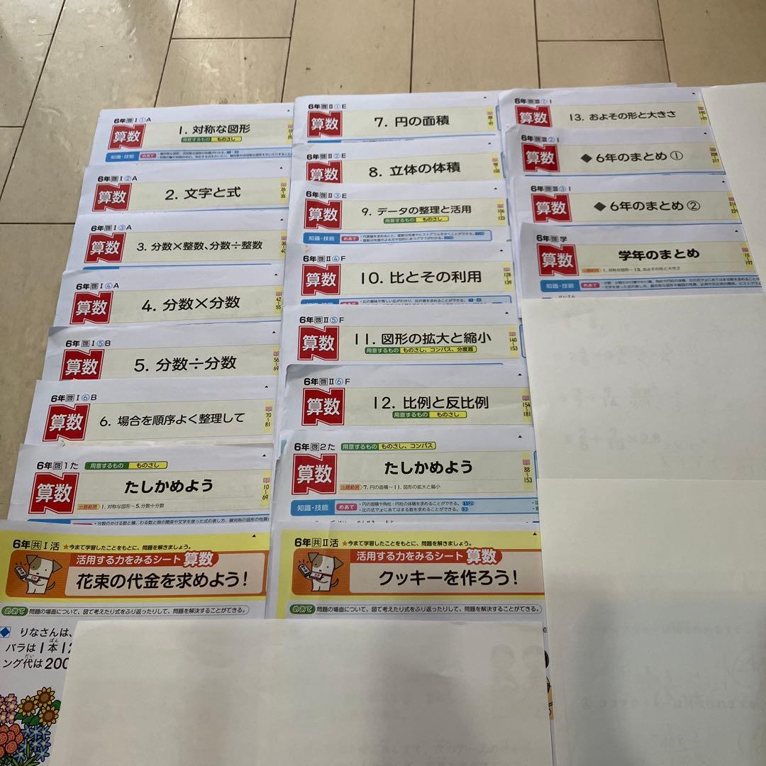 小6算数　令和6年度カラーテスト　Nぶんけい啓林館2024〜2025、合計20枚