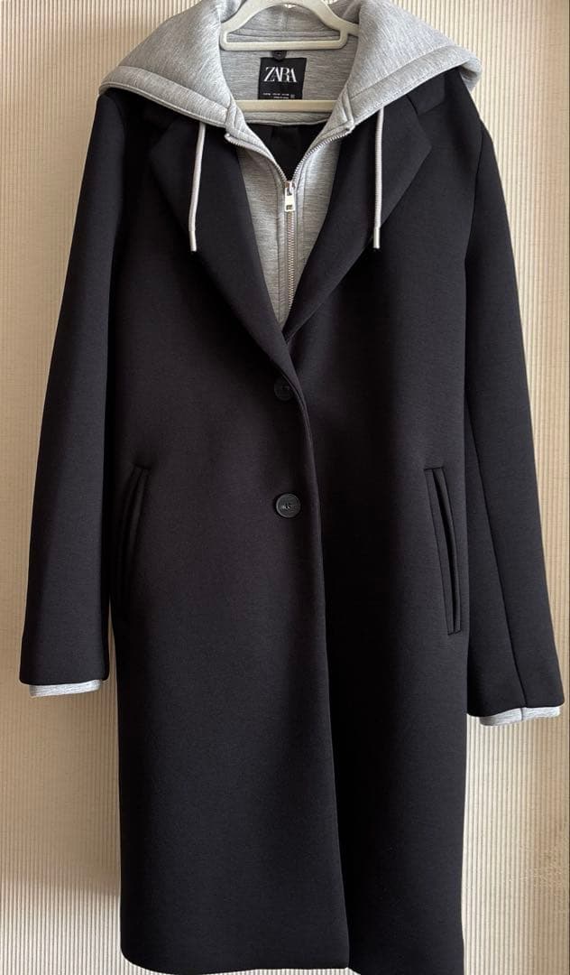 ZARA デタッチャブルフード コントラストコート　M〜L 美品