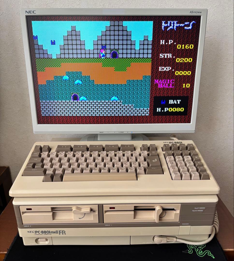 PC-8801mkIIFR 本体とキーボード メンテナンス 動作品