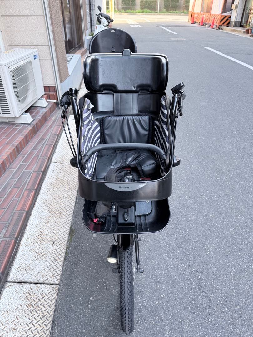 子供乗せ　3人　パナソニック　電動アシスト自転車 チャイルドシート付き ブラック