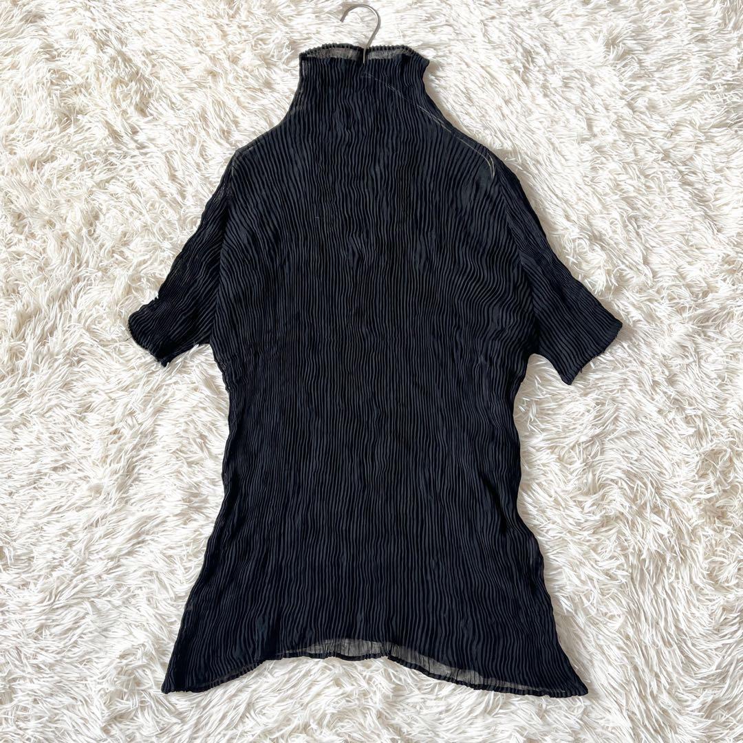 ISSEY MIYAKE イッセイミヤケ ハイネック プリーツ カットソー 黒