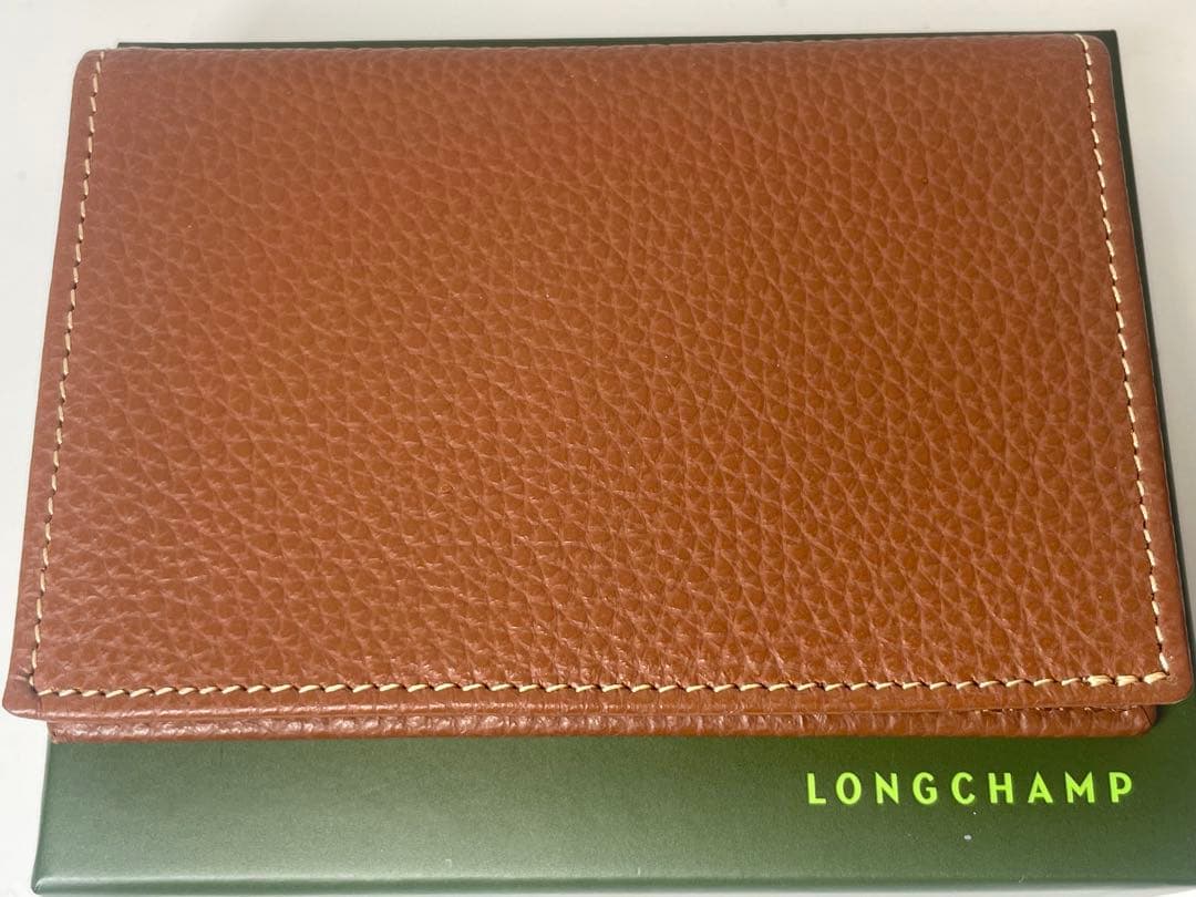 【新品未使用】LONGCHAMP ブラウン 黄土色系　名刺入れ　カードケース