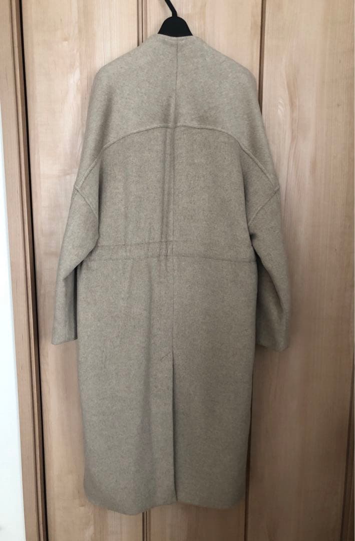 【ZARA】ノーカラーガウンコート　ナチュラル　XS