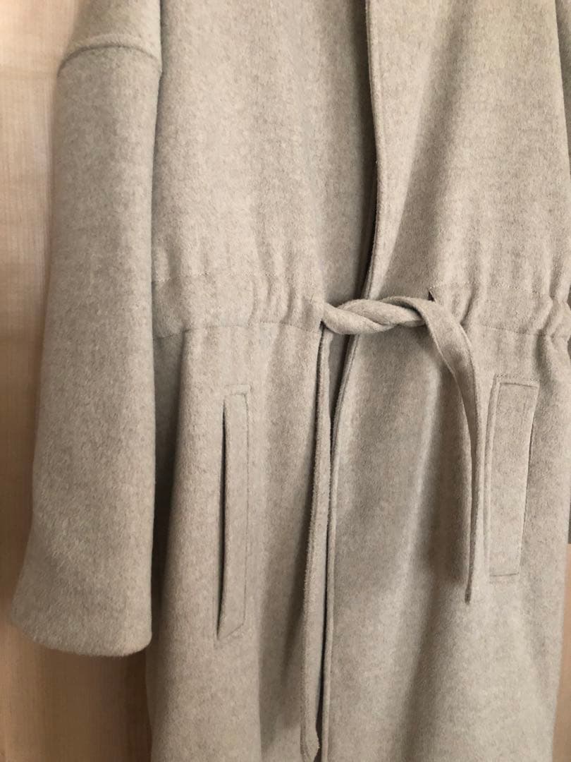 【ZARA】ノーカラーガウンコート　ナチュラル　XS