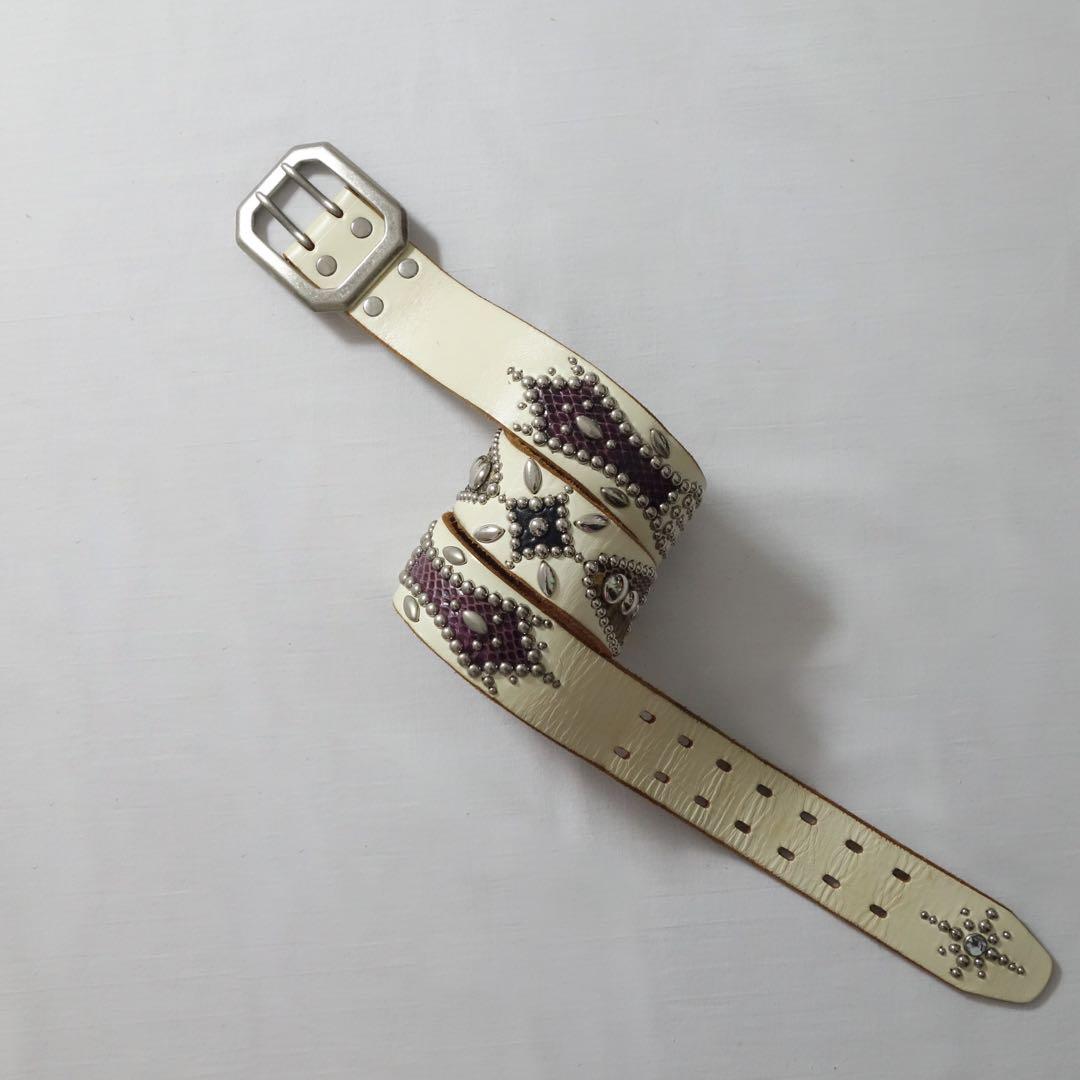 00s PPFM Python Leather Studded Belt 二連