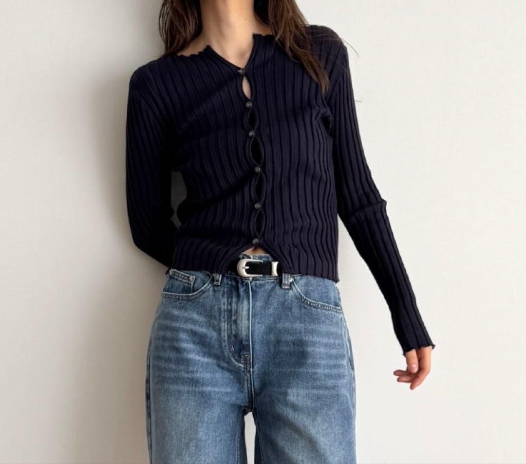 【新品】CANALJEAN El mar ワイドリブボタンカーディガン ネイビー