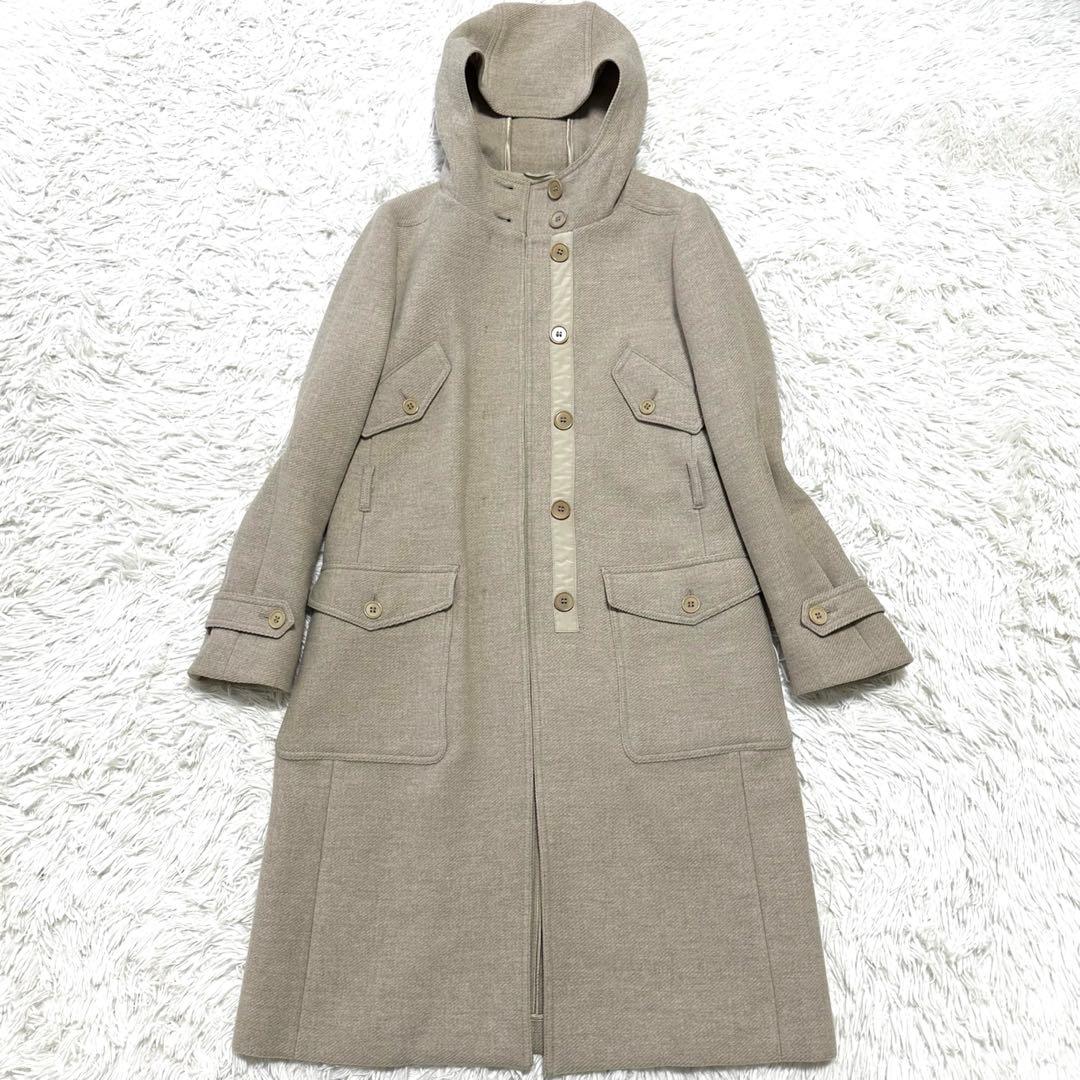 'S MaxMara エスマックスマーラ　アンゴラ入り　ロングコート　フード付き