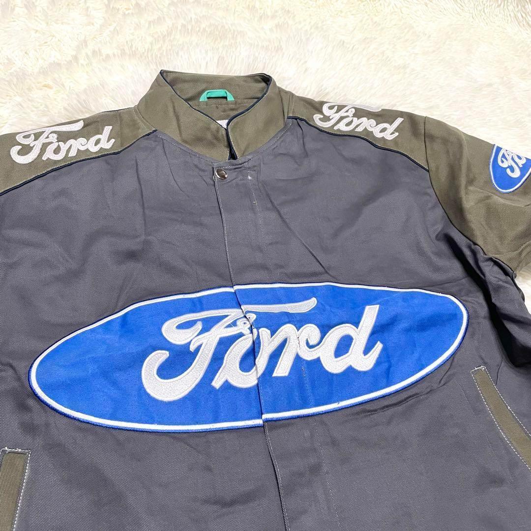 JH DESIGN レーシングジャケット　Ford グレー　バイカラー　L