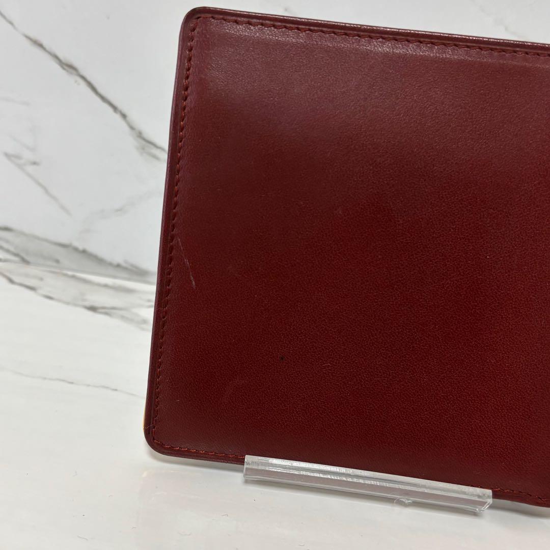 良品✨ カルティエ マストライン ２つ折り財布 ボルドー ロゴ ミニ財布