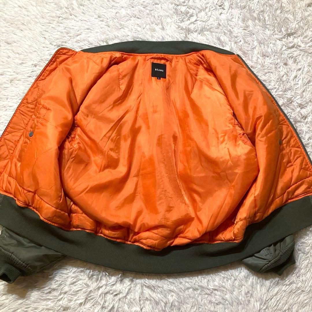 【良品】BEAMS MA-1 XLサイズ リラックスフィット オリーブグリーン