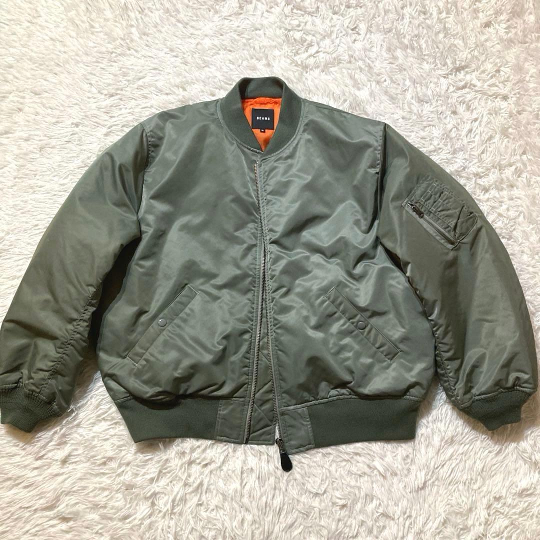 【良品】BEAMS MA-1 XLサイズ リラックスフィット オリーブグリーン