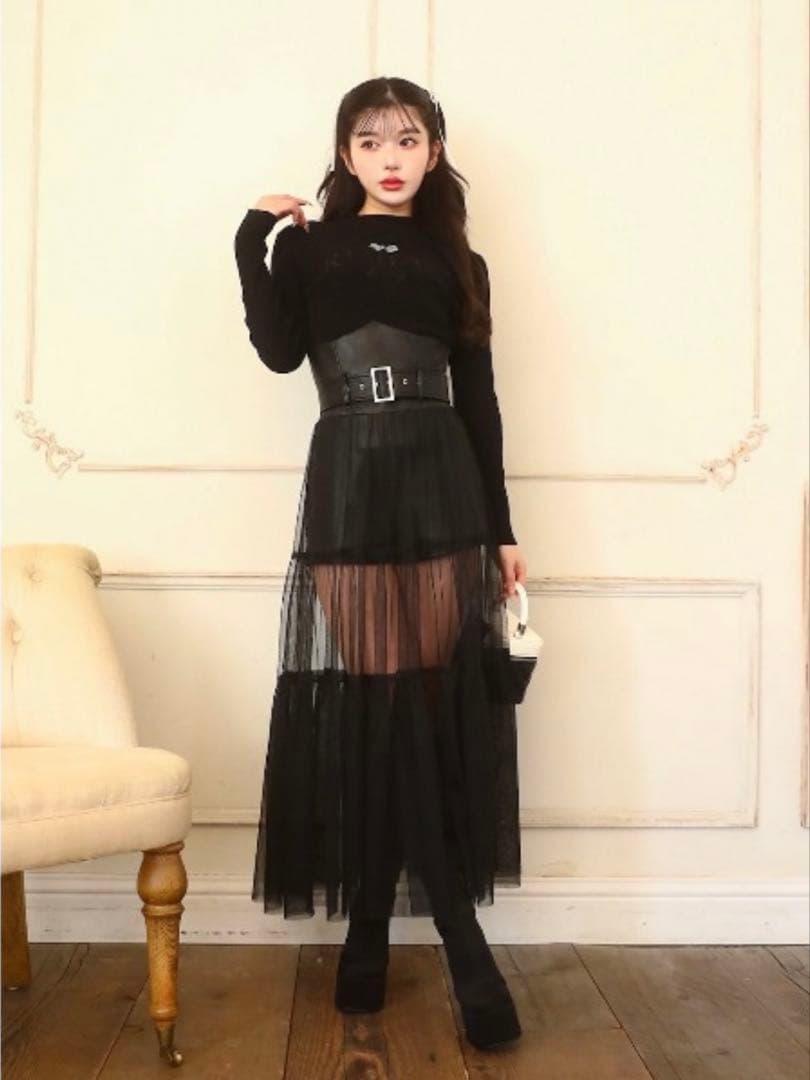 【チップ】 Darich コルセットチュールロングスカート