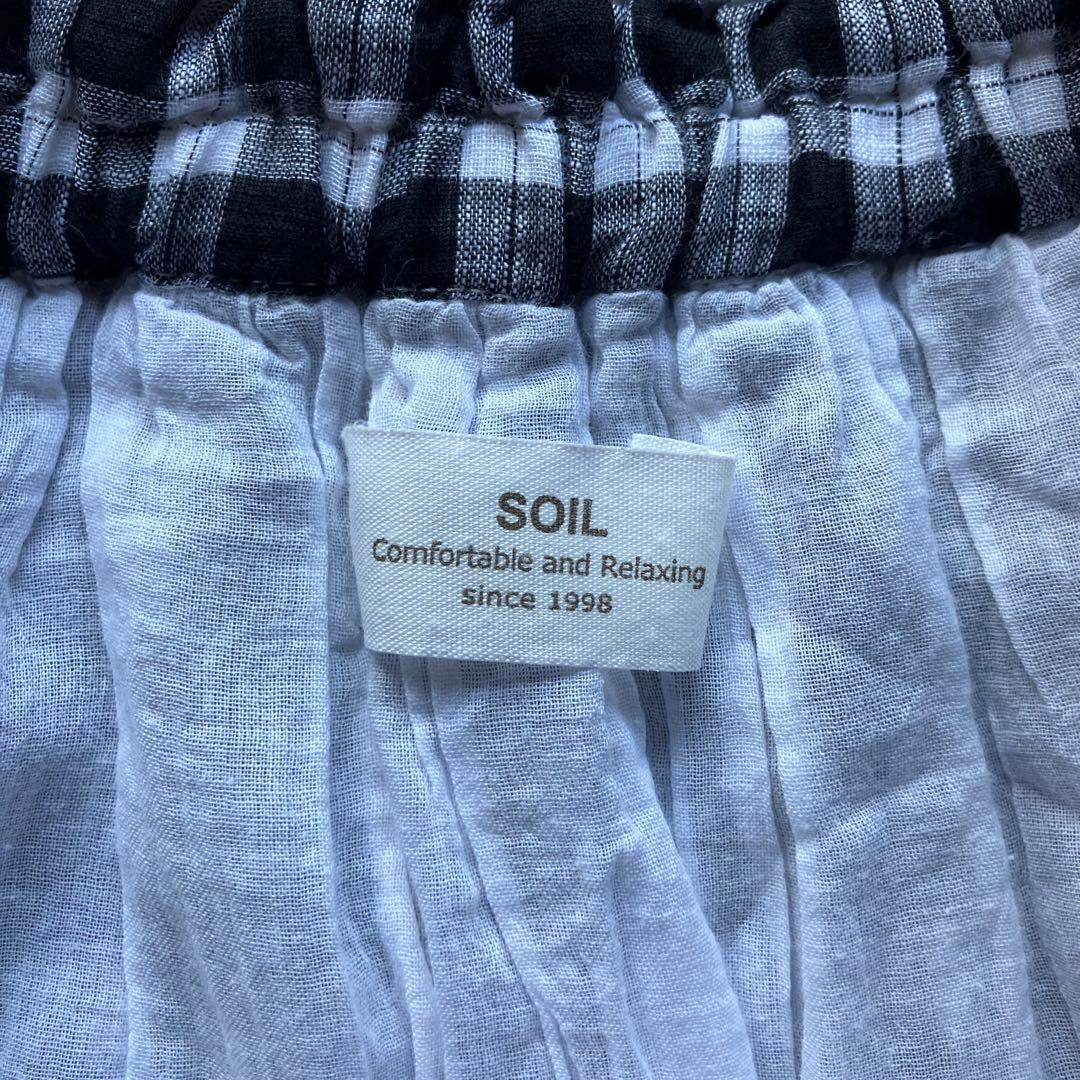 美品　SOIL ソイル　ギャザースカート　ギンガムチェック　ブラックxホワイト
