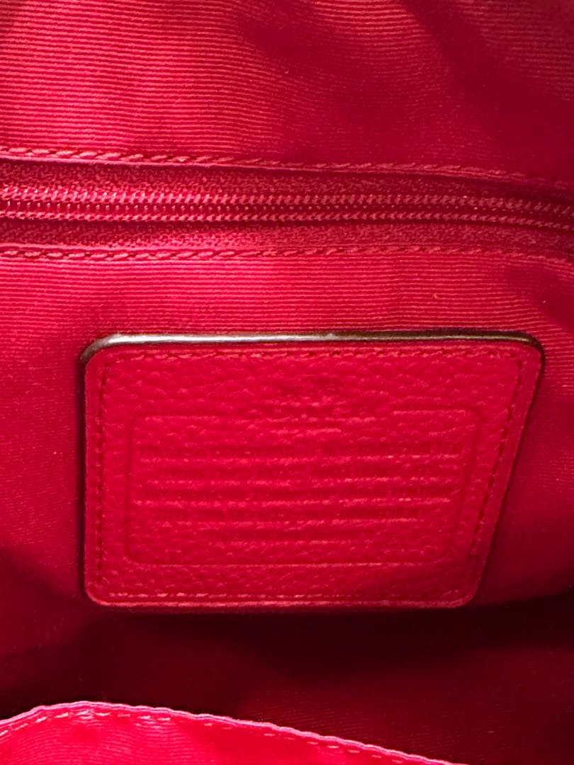 Coach /ボストンバッグ ネイビーとレッド/コーチ/デニム生地ミニボストン